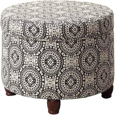 Upholstered Round Storage Ottoman Large