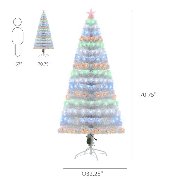 dimension image slide 1 of 4, HOMCOM 6 ft. Prelit Artificial Christmas Tree with Stand, Colored Christmas Tree