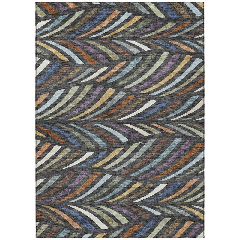 Machine Washable Indoor/ Outdoor Modern Feather Chantille Rug