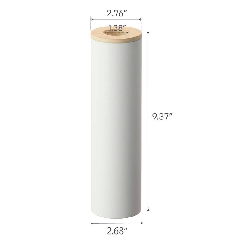 Yamazaki Home Round Tissue Case, Steel and Wood, Small, Lid - L 2.76 x W 2.76 x H 9.37 inches