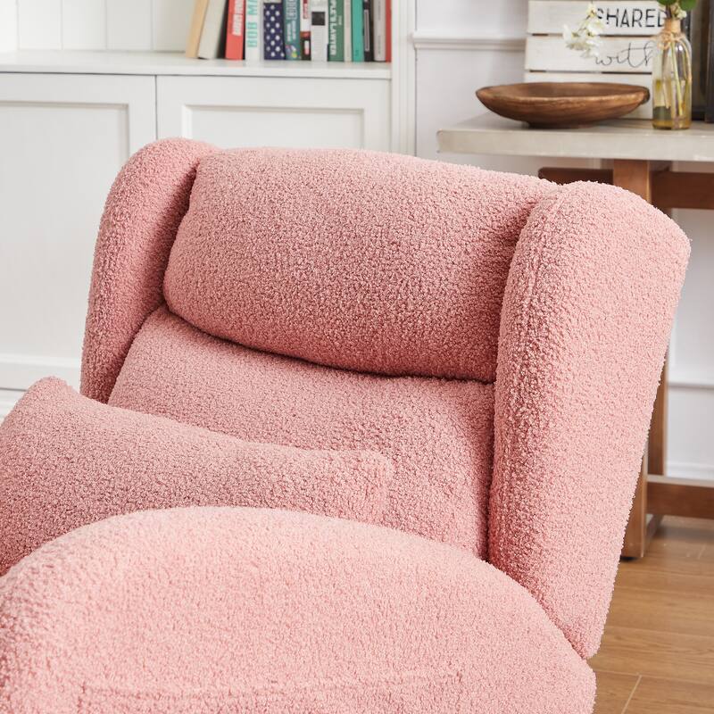 Modern Accent High Backrest Living Room Lounge Arm Rocking Chair, Two Side Pocket