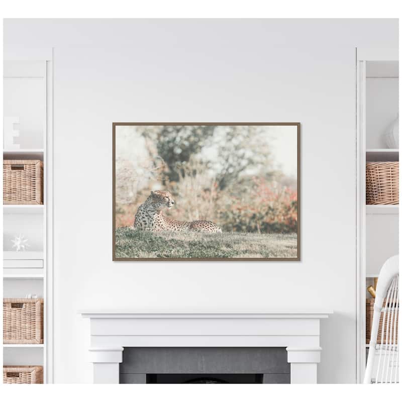 Kate and Laurel Sylvie Cheetah Glance Framed Canvas by Alicia Abla