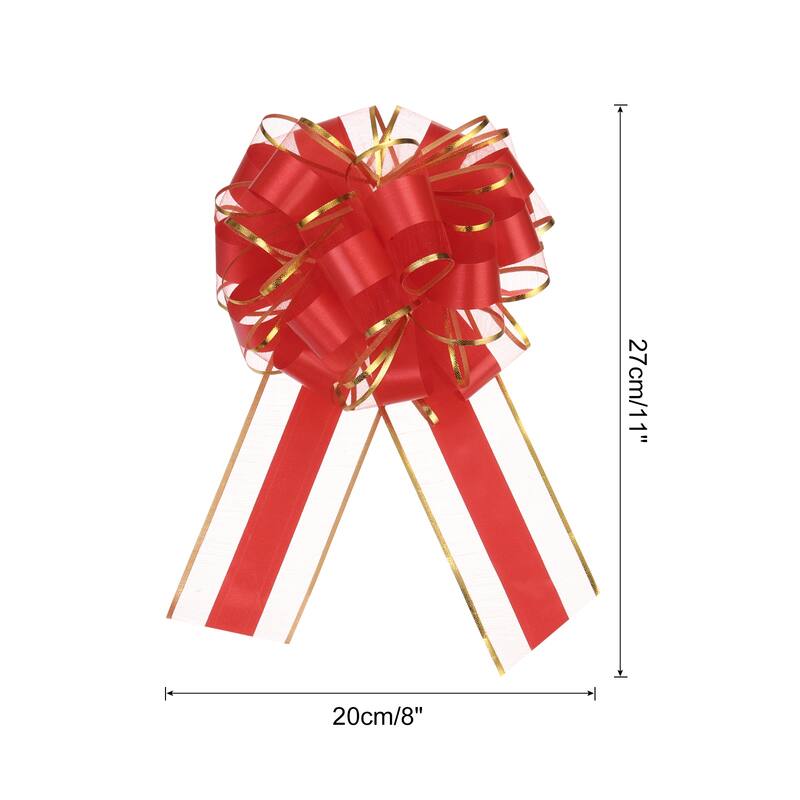 5pcs Large Big Pull Bow Gift Wrapping Bows Ribbon for Christmas - Red - 8 Inch