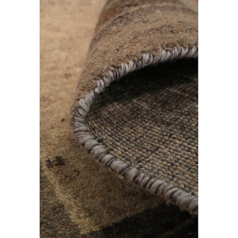 Hand Knotted Oriental 100% Wool Carpet Modern Modern Beige & Ivories Gabbeh Area Rug - 4' 5'' X 2' 3''
