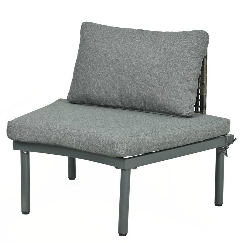 8-Piece Patio Sofa Furniture Set, Half Moon Outdoor Sectional Sofa with 2 High-Low Coffee Tables, PE Wicker Rattan