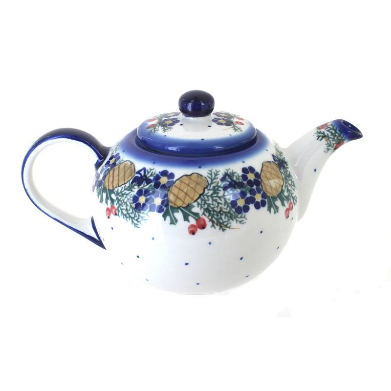 Blue Rose Polish Pottery 8C WR Unikat Large Teapot - Pincone