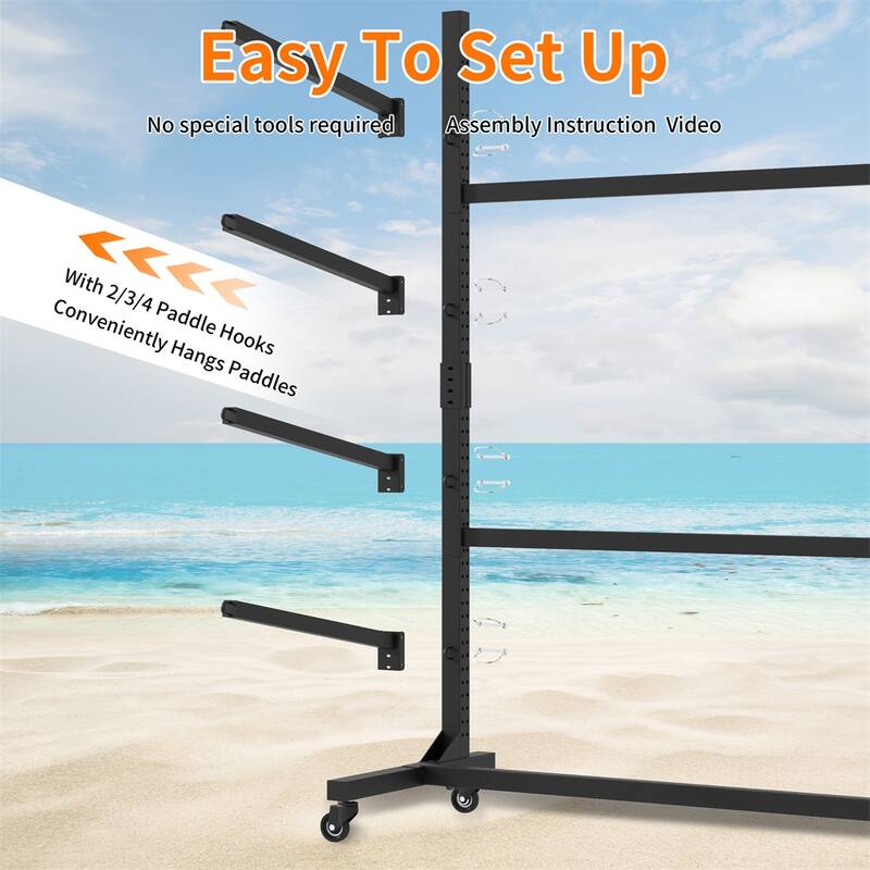 80''H Freestanding Kayak Storage Rack,Holds 4 Kayaks,Adjustable Stand