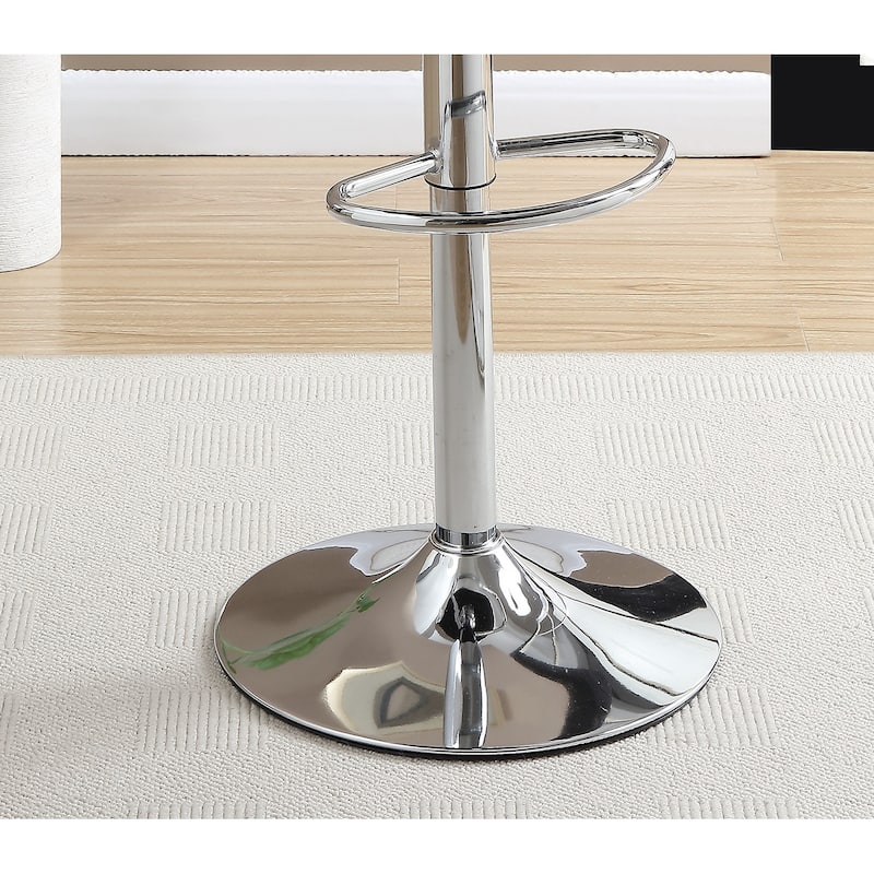 Silver / Grey Faux Leather PVC Stool Counter Height Chairs Set of 2 Adjustable Height bar Stools Chrome Base.