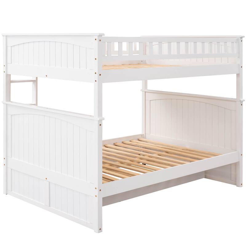 Full Over Full Bunk Bed with Twin Trundle, Pine Wood Construction, Brushed Gray Finish