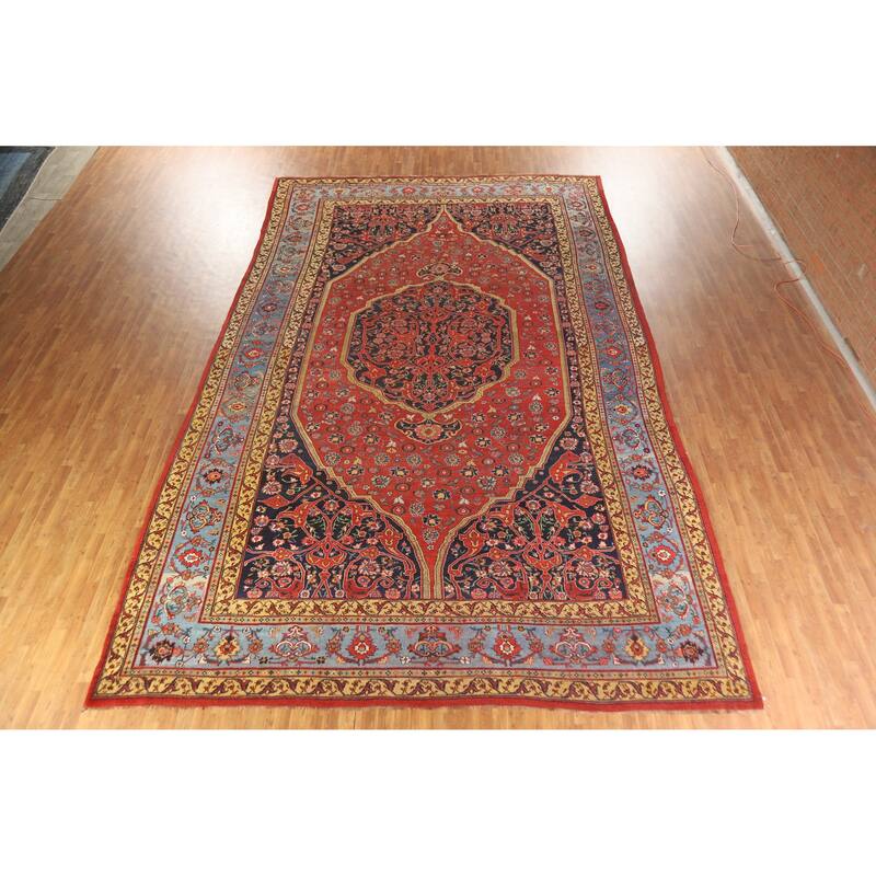 Hand Knotted Oriental 100% Wool Carpet Traditional Floral Red Bidjar Area Rug - 18' 11'' X 11' 7''