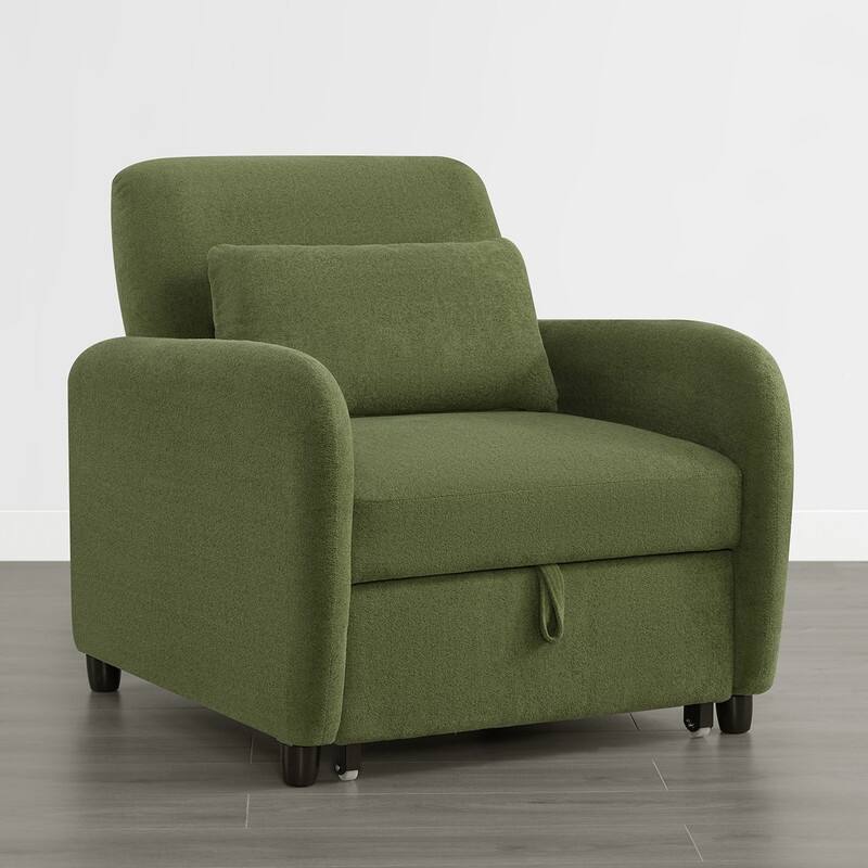 Spruce & Spring Modern Pull-Out Accent Chair Bed with Adjustable Backrest & Space-Saving Design