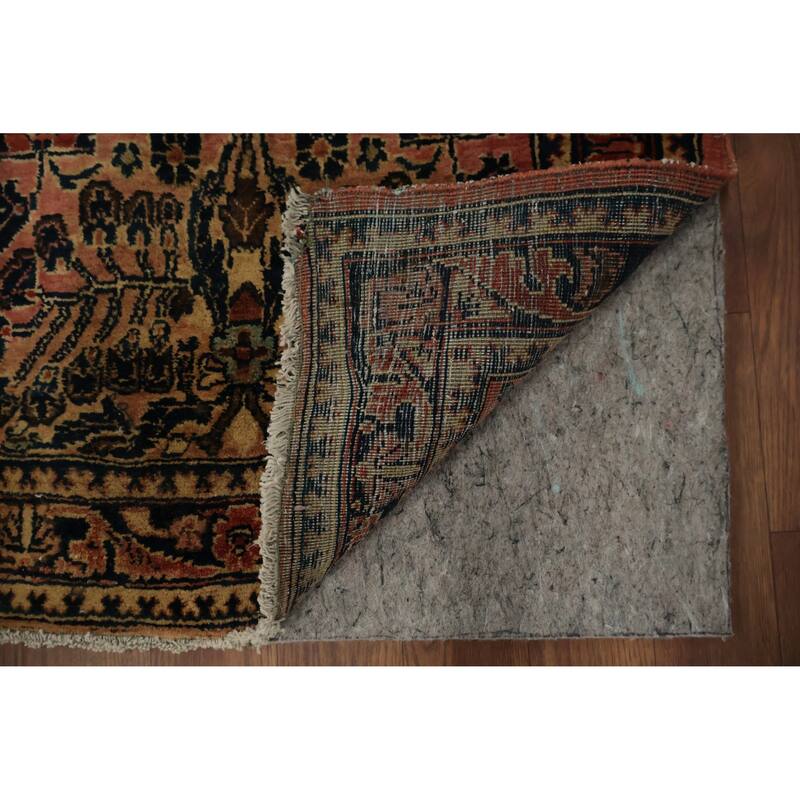 Hand Knotted Oriental 100% Wool Carpet Traditional Floral Oranges & Rust Sarouk Area Rug - 4' 0'' X 2' 0''