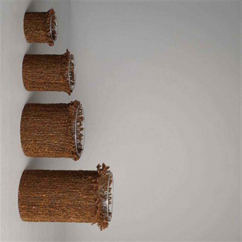 Cylindrical Glass Votive Candle Holder with a Wrap- 3" - Brown