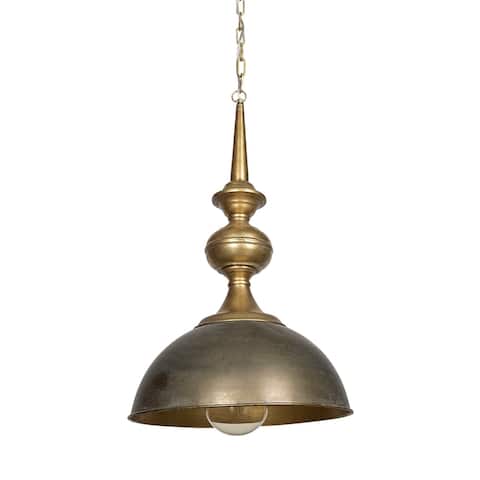 Capsa Antique Gold & Silver Toned Metal Dome Pendant Light - 17"W x 17"D x 29"H
