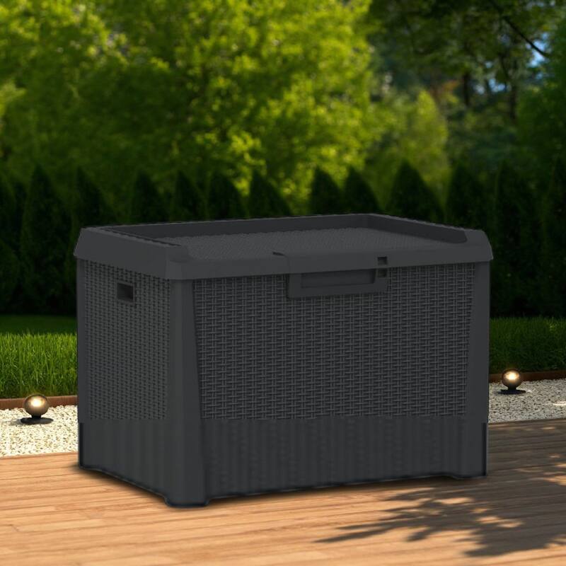 Outdoor Storage Box, 33 Gallon Capacity 29 Inch Weather Resistant Gray