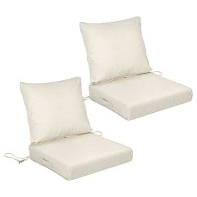 Aoodor Outdoor Deep Seat Cushion Set, Waterproof Patio Furniture Cushions with Adjustable Straps & Removable Cover, Set of 2