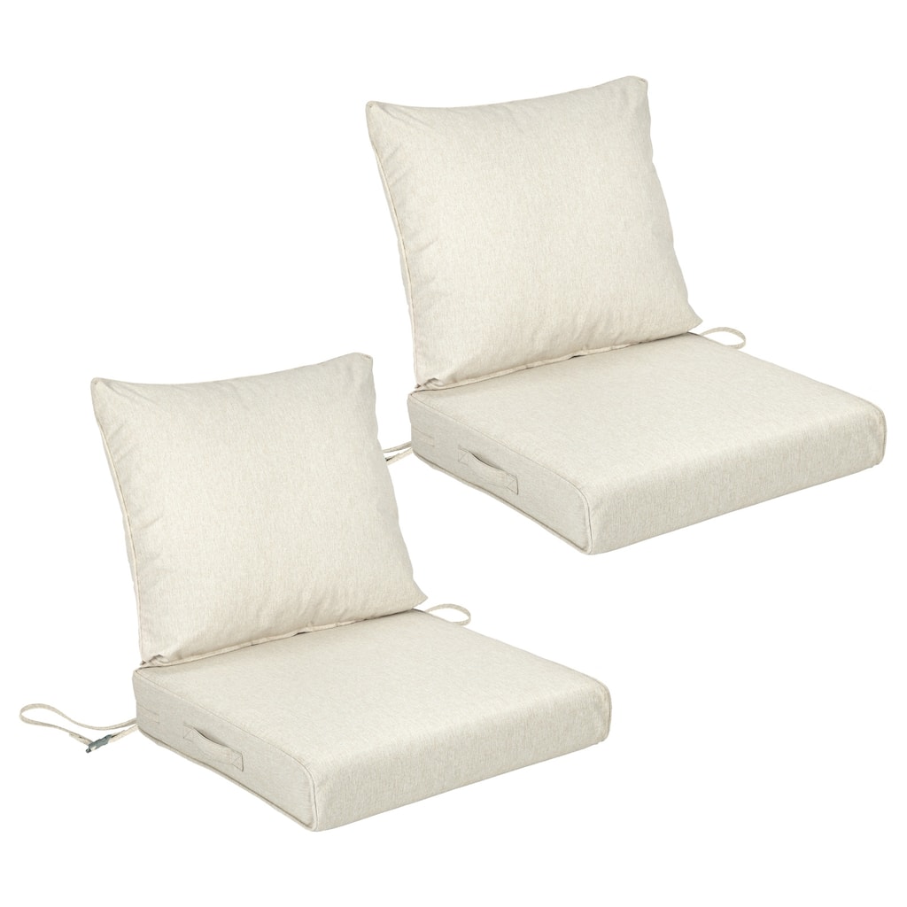 Aoodor Outdoor Deep Seat Cushion Set, Waterproof Patio Furniture Cushions with Adjustable Straps & Removable Cover, Set of 2