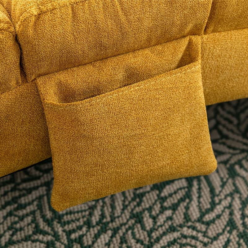 Mustard 21.65" High Back Upholstered Chaise Lounge Chair with Massage