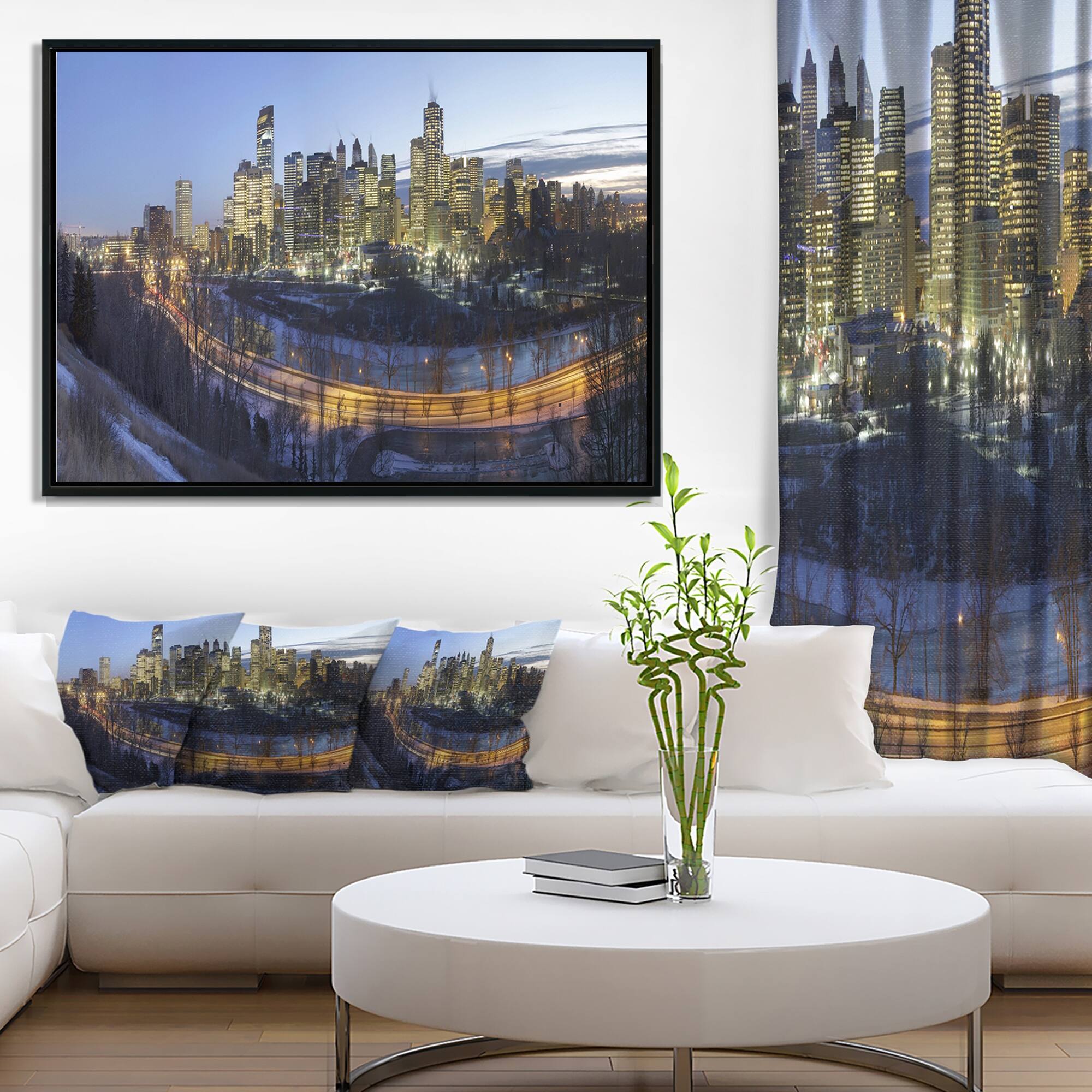 Designart "Downtown Calgary" Cityscape Photo Framed Canvas Print Bed Bath & Beyond 18952516