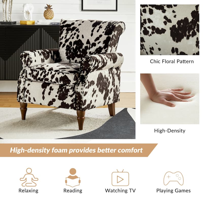 Nyctelius Traditional Polyester Accent Arm Chair with Pattern and Nailhead Trim Set of 2 by HULALA HOME