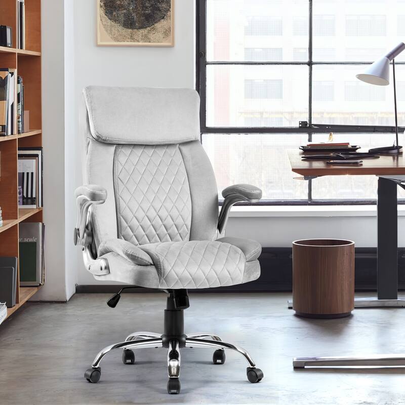 Swivel Velvet Office Chair Height/Tilt/Armrest Adjustment