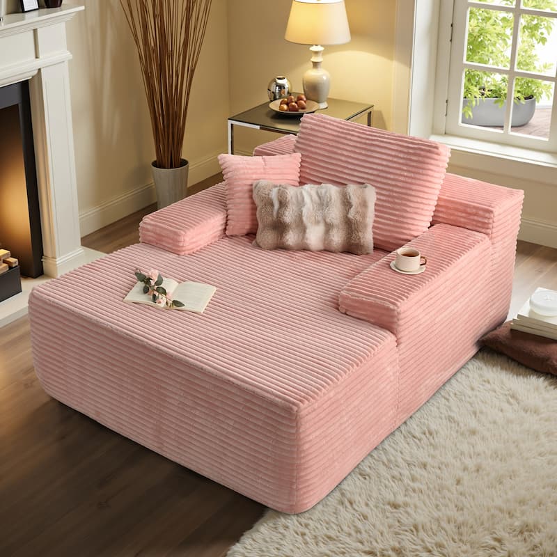 OVIOS Plush Convertible Floor Lounge Sofa - Pink