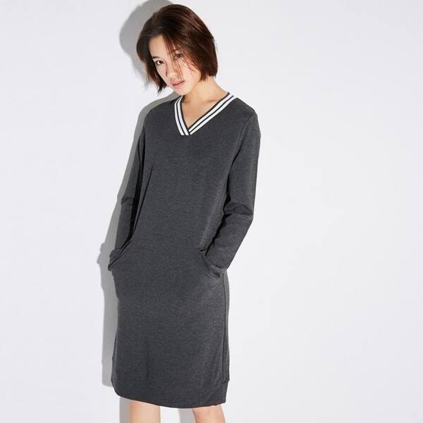 Shop Amii Minimalist Casual Women Dress 2018 Stripes V Neck Knee