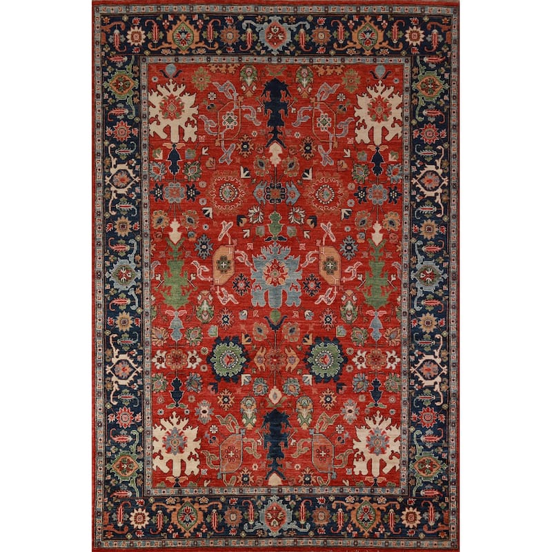 Vegetable Dye Floral Ziegler Rug Hand-Knotted Wool Carpet - 6'7"x 9'11"