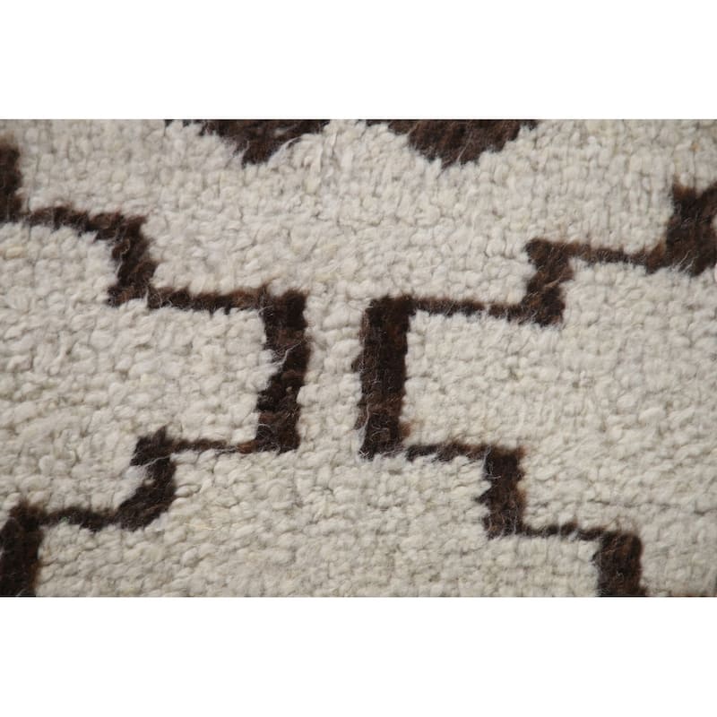 Natural Dye Beige Anatolian Runner Rug Hand-knotted Wool Carpet - 3'4"x 11'8"