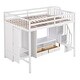 preview thumbnail 13 of 26, Full Size Loft Bed with Bulit-in Wardrobe and Low Storage Table, Solid Wood Loft Bedframe with Storage Staircase and Drawers