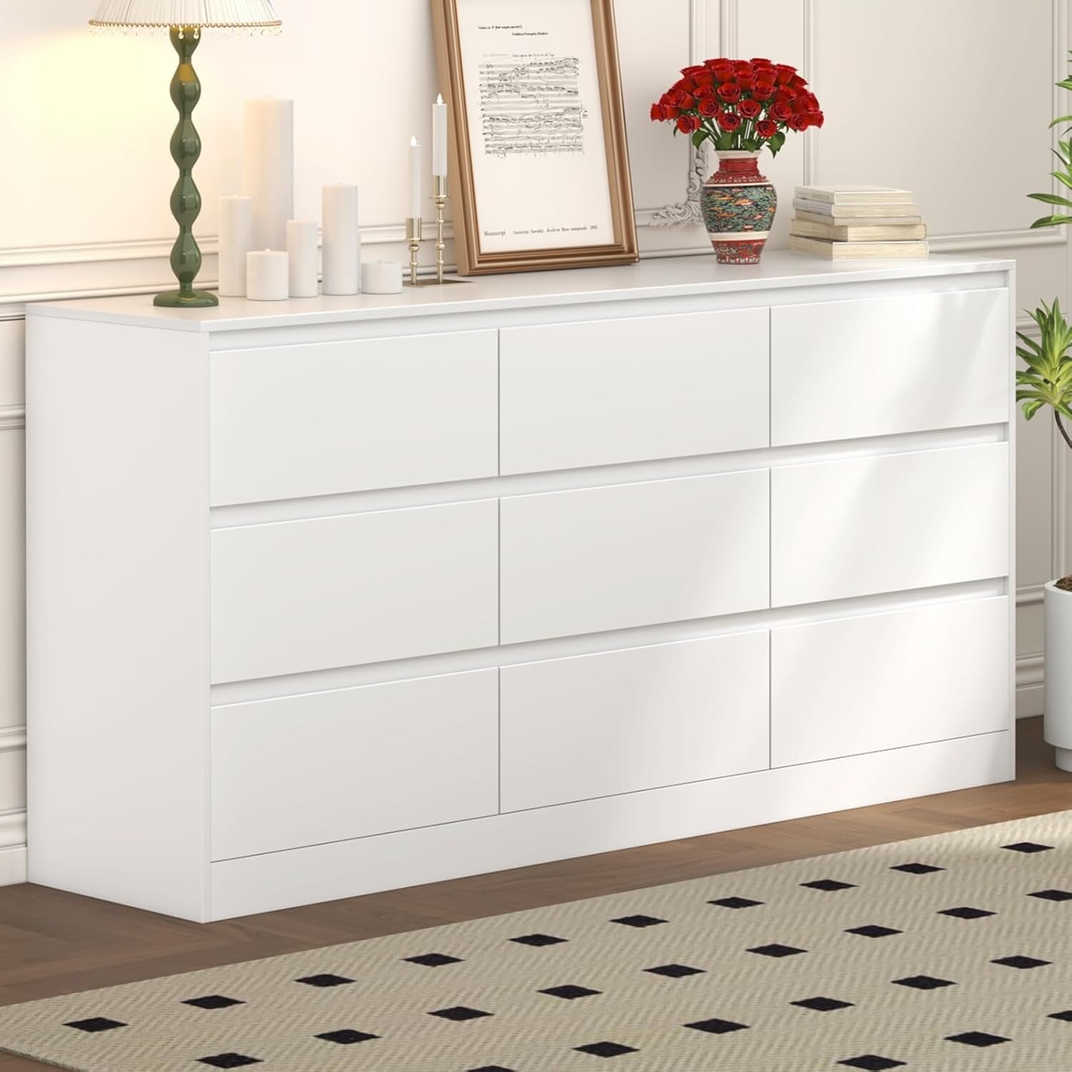 63 W 9 Drawer Modern Wooden White Black Bedroom Accent Dresser Chests of Drawers for Living Room On Sale Bed Bath Beyond 41022455