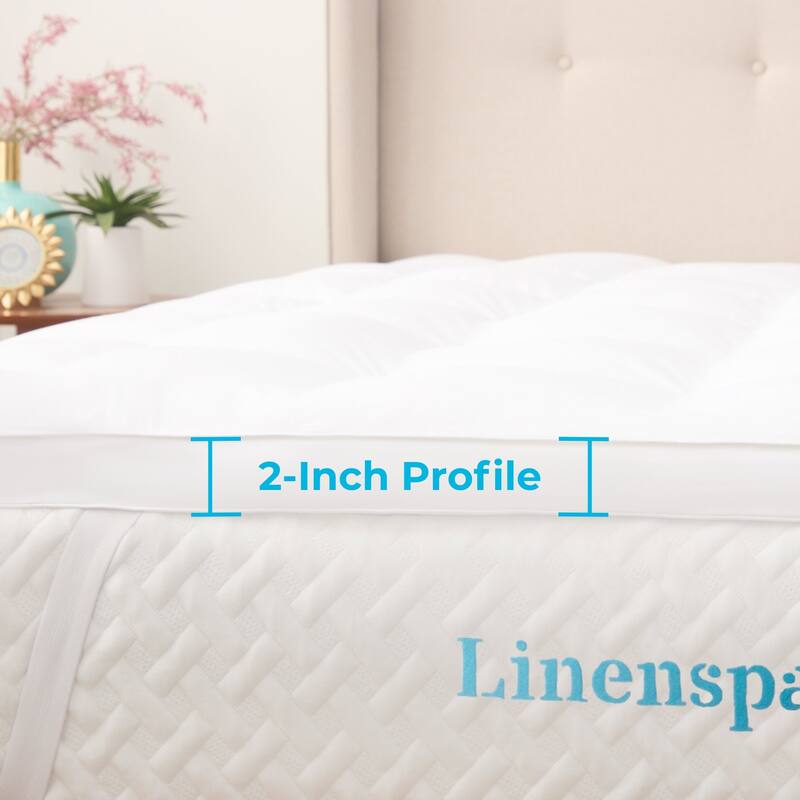 3 Inch Down Alternative Fiber Bed Mattress Topper by Linenspa Essentials - White