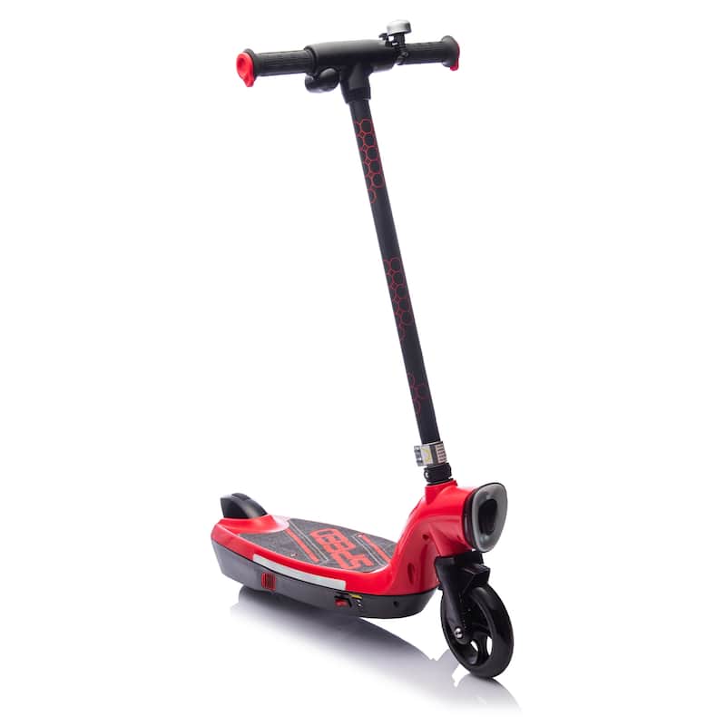Kids Ride On Electric Scooter With Kickstand,Scooter Bell,Wider Pedal,Non-Slip Handle,Colorful LED Lights,For Kids 6+.