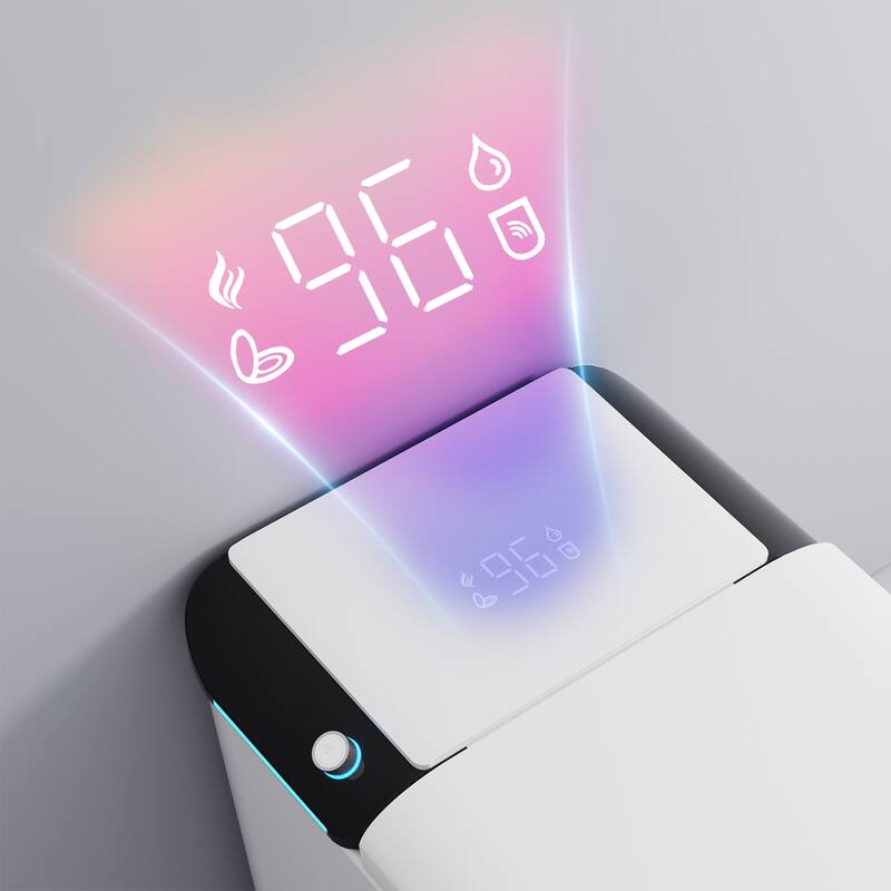 Smart Toilet with Heated Bidet Seat Auto Open/Close Lid, Warm Water Wash & Dryer, High-Pressure Flush