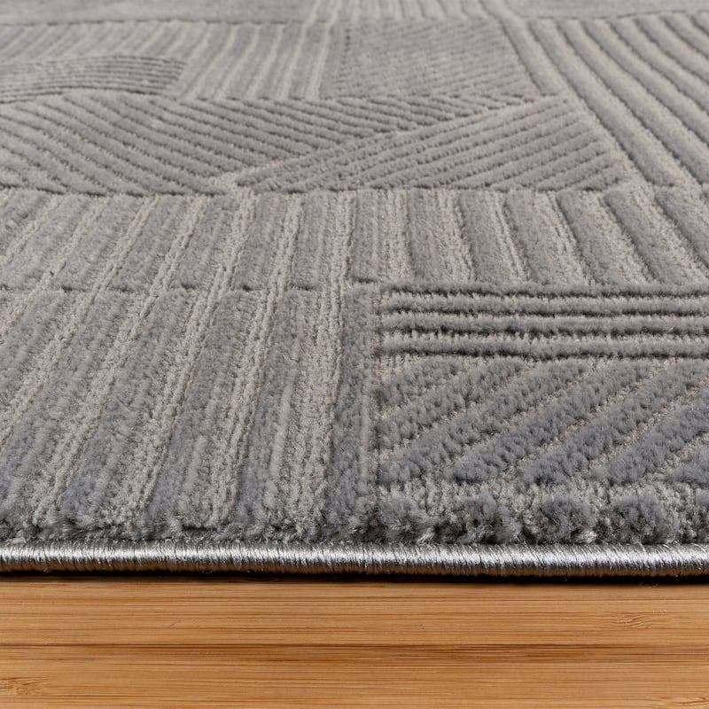 Gertmenian Arlo High Low Transitional Modern Gray Ivory Black Indoor Area Rug Collection