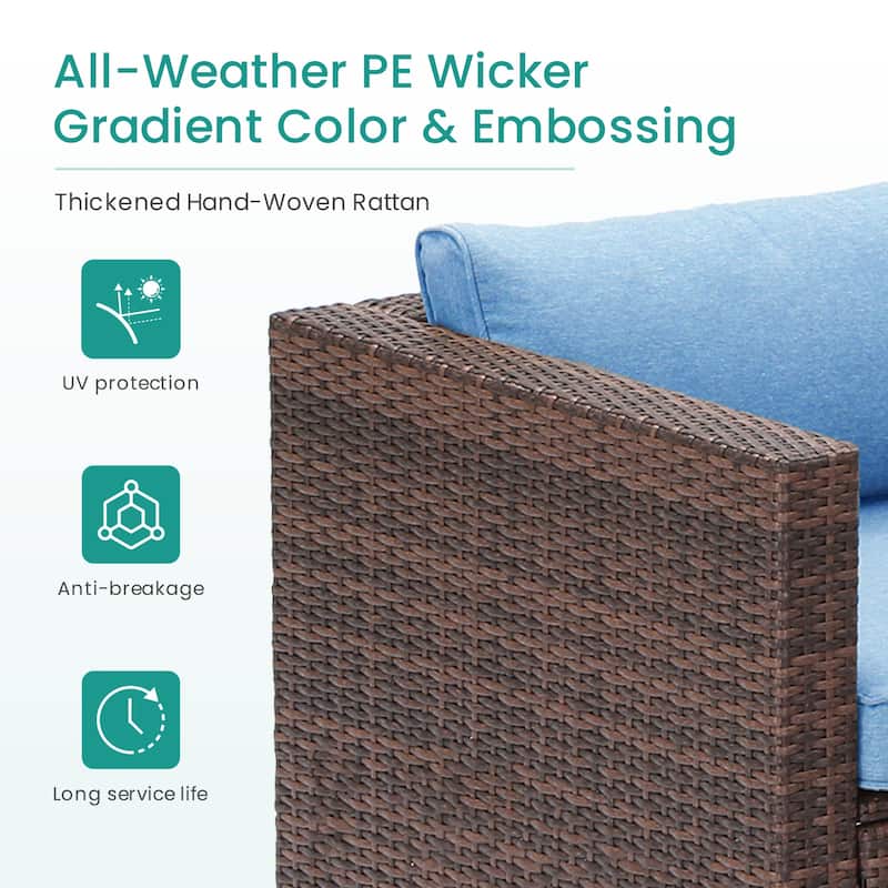 COSIEST 4-Piece Wicker Outdoor Patio Sectional Set with Coffee Table