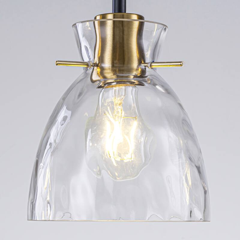 Starsky 5-Light Modern Linear Hammered Glass Kitchen Island Pendant - Black - N/A