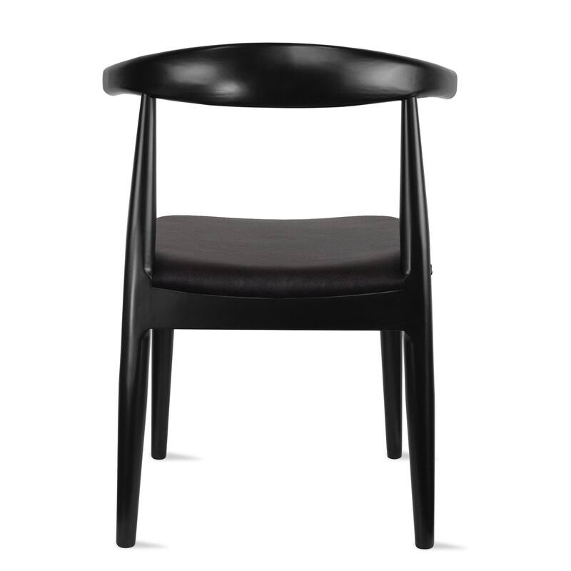 Set of 2 Kennedy Elbow Chairs Farmhouse Wooden Dining Chairs With PU Leather Or Fabric Cushion Seat, Modern Accent Side Chairs