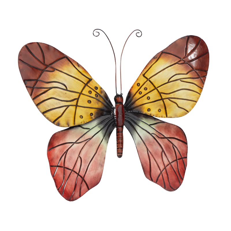 Red Metal Indoor Outdoor Butterfly Home Wall Decor