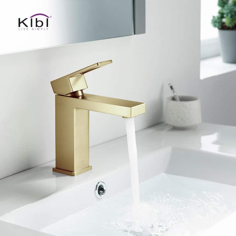Single-handle Bathroom Vanity Sink Faucet w/ Water Hose - Brushed Gold W/ Pop Up Drain