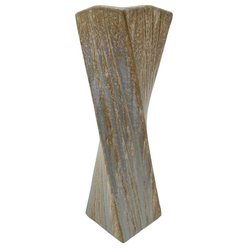 Stoneware Decorative Vase with Drip Glaze Finish Modern Home Decor - 4" x 4" x 14"
