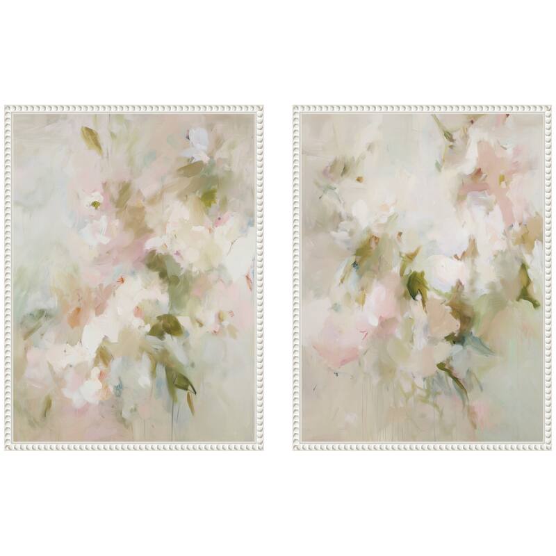 Kate and Laurel Bloom No. 1 & No. 2 2 Piece Framed Canvas Wall Art Set by Amy Lighthall - 2 Piece Set 18x24 - White