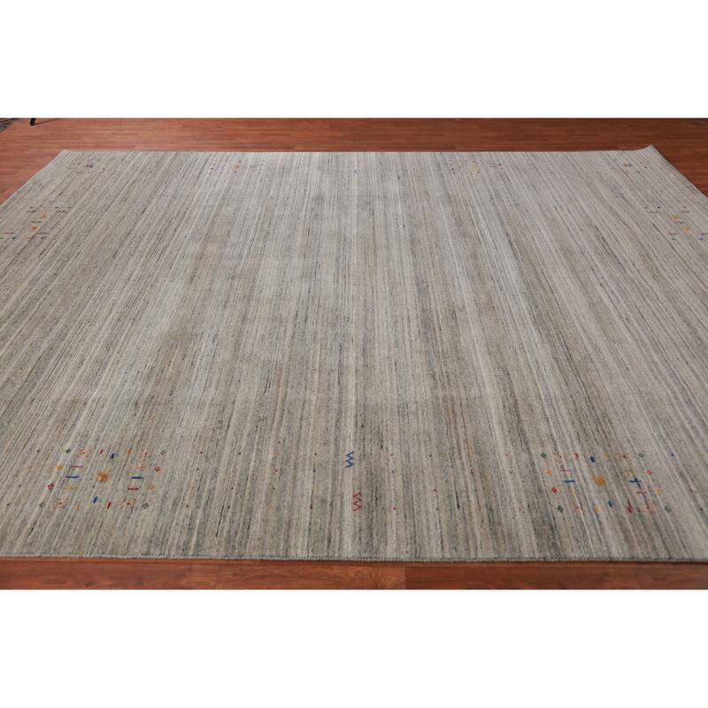 Striped Gabbeh Indian Area Rug Tribal Handmade Wool Carpet - 9'1" x 11'9"