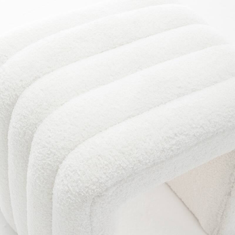 SEYNAR Modern Glam Teddy Velvet Upolstered U-Shaped Ottoman