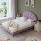 preview thumbnail 6 of 36, Upholstered Bed with Unique Seashell Headboard Purple - Queen