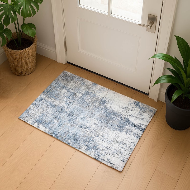 Premium Washable Super Soft Abstract Mayfield Rug - Blue - 1'8" x 2'6"