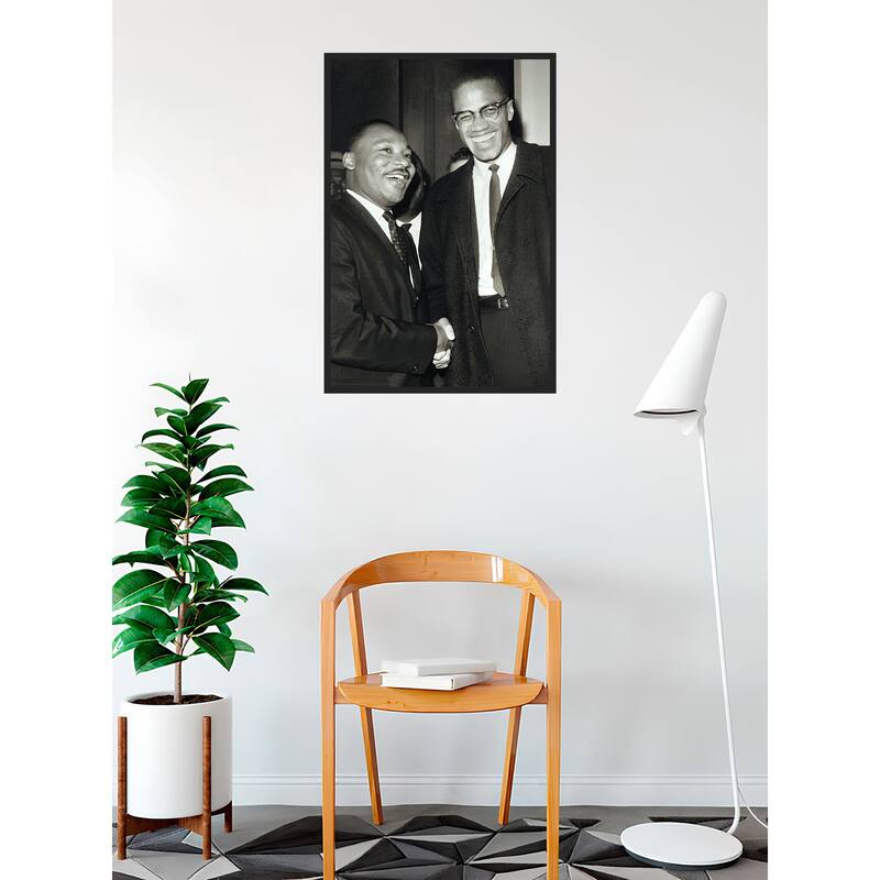 The Meeting - Malcolm & MLK Framed Art Poster - 24 x 36 Inch
