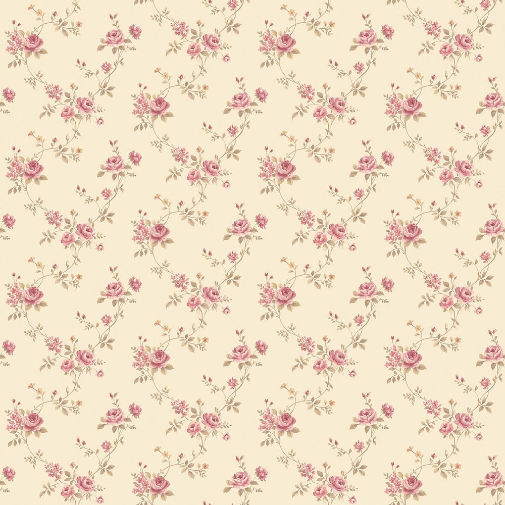 Galerie Wallcoverings Miniatures 3 Rose Floral Trail Design Vinyl on Non-woven Matte Wallpaper Roll