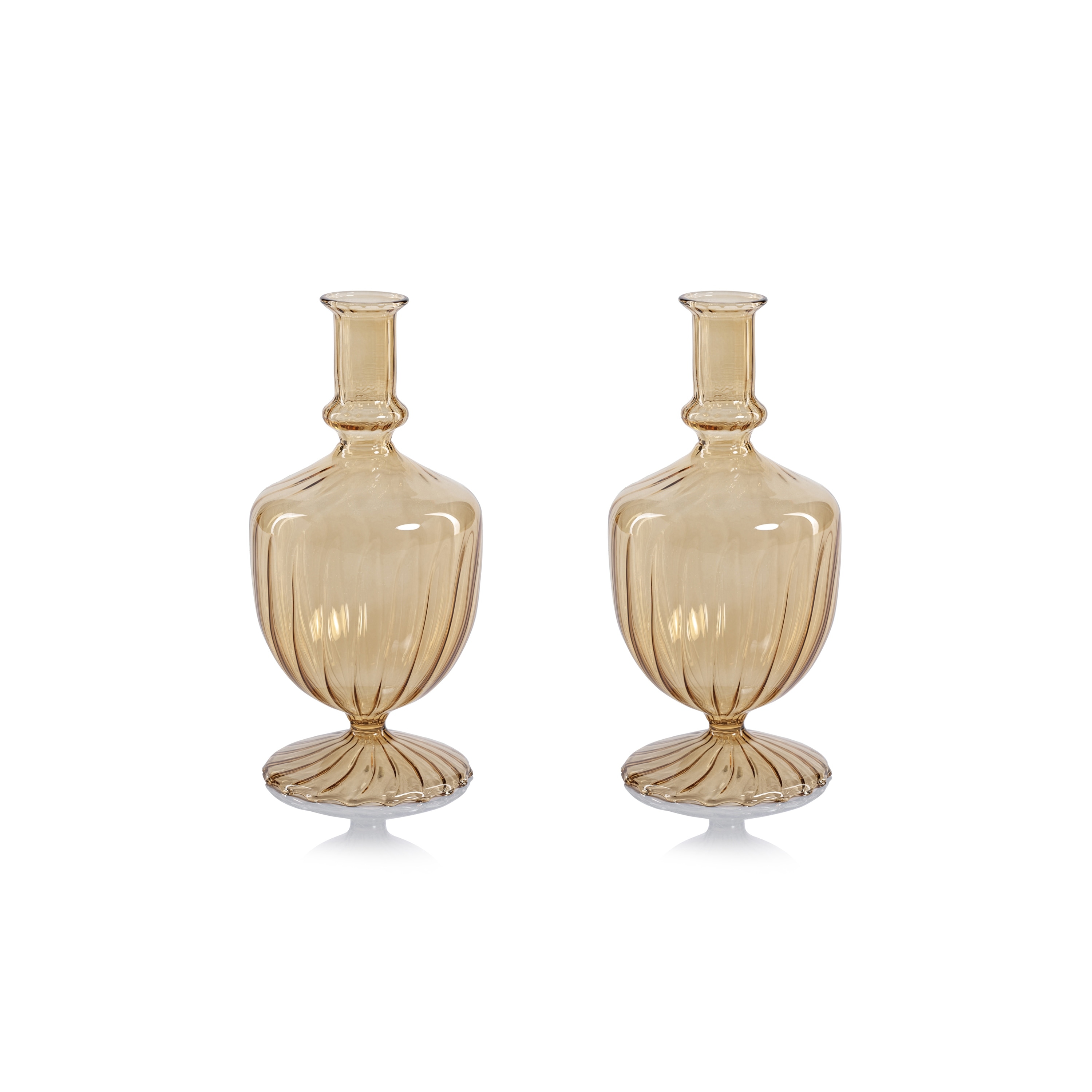 Vellum Spiral Urn Shape Decorative Glass Vases, Set of 2