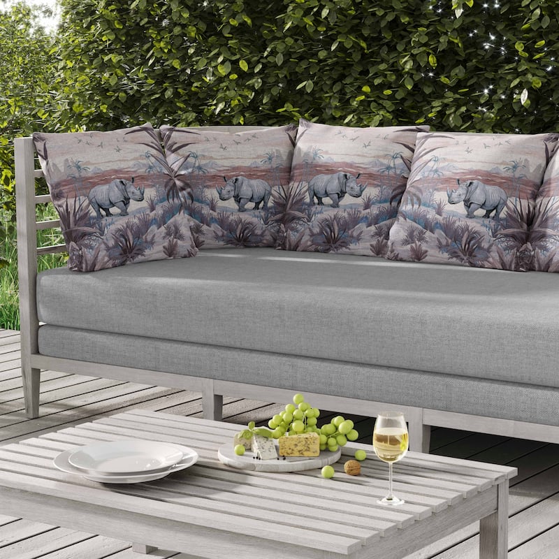 Coastal Rhino Indoor/Outdoor Reversible Throw Pillow Blue and Lavender